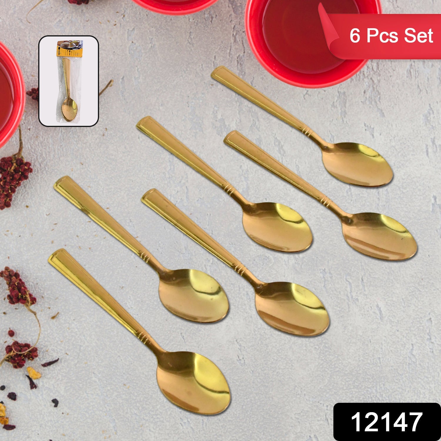 Premium Luxurious Stainless Steel Coated Spoons (6 Pcs Set / Golden) Premium Luxurious Stainless Steel Coated Spoons (6 Pcs Set / Golden)